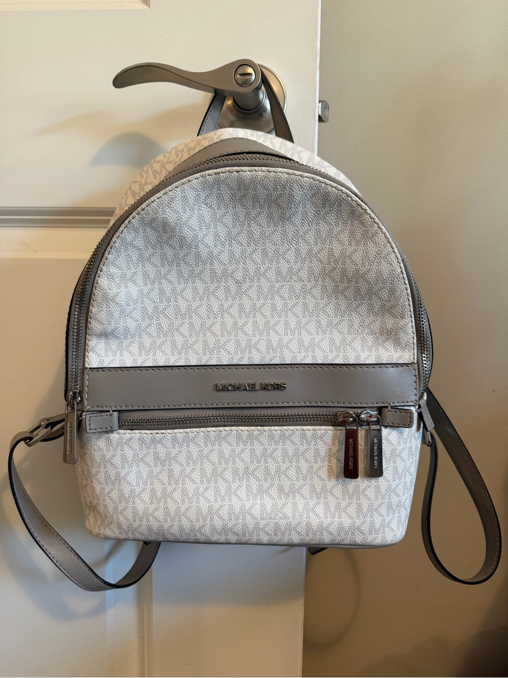 Michael Kors Small Logo-Print Grey Backpack